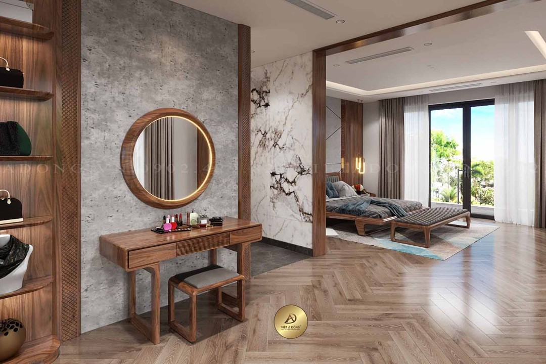 Bàn trang điểm gỗ óc chó BTD-15